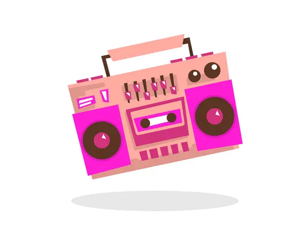 Tape Recorder Pink Flat Style Years Vector Graphics Icon Musical — Stock Vector