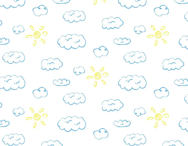 Doodle Patrón Nubes Sol Sobre Fondo Transparente Diseño Infantil Elementos Vectores De Stock Sin Royalties Gratis
