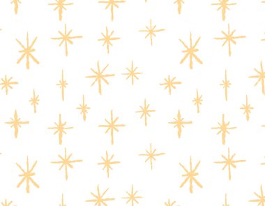 Kusursuz sarı yıldızlar karalama deseni, vektör grafikleri. Karalama çizimi. Tekstil tasarımı için arka plan, kağıt baskı.