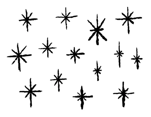 그런지 별들의 집합입니다 추상적인 디자인을 Doodle 투명한 배경에서 — 스톡 벡터
