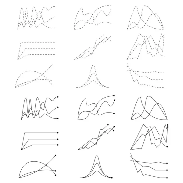 Analyse Données Diagramme Vecteur Diagramme Lignes Dood Simples Noir Graphiques — Image vectorielle