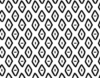 Eşkenar dörtgen siyaha boyanmış, el çizimi şeffaf bir arkaplan. Soyut tasarım, etnik geometrik şekil süsü