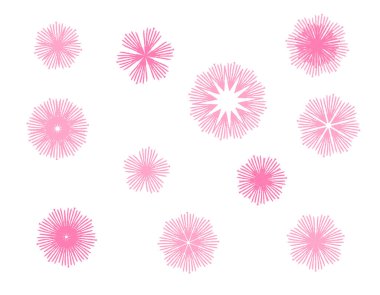 Beyaz arka planda desenli pembe çiçekler. Kalem dokusu.