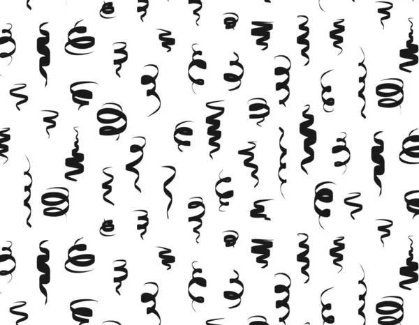 Modèle Sans Couture Confettis Noirs Serpentine Sur Fond Blanc Modèle — Image vectorielle