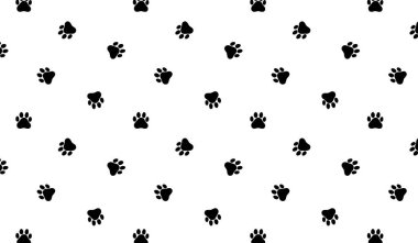 İzole edilmiş bir arka planda kusursuz köpek ayak izleri. Kusursuz bir iz. Tekstil, ev dekorasyonu, duvar kağıtları, ambalaj kağıdı, paket ve web tasarımı için en iyisi.