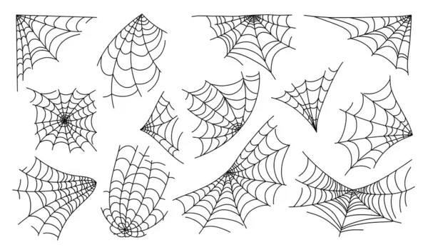 Uppsättning Webben Enkla Handritade Vektor Skiss Illustration Klotter Fantasi Halloween — Stock vektor