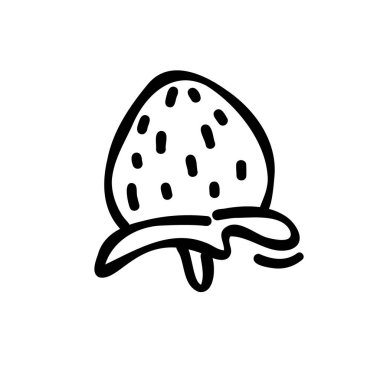 Çilek çizimi beyaz arka planda izole edilmiş, kalemle çizilmiş. Rezervasyon sayfasını boyamak için küçük resim. Vega meyvesinin vektör illüstrasyonu