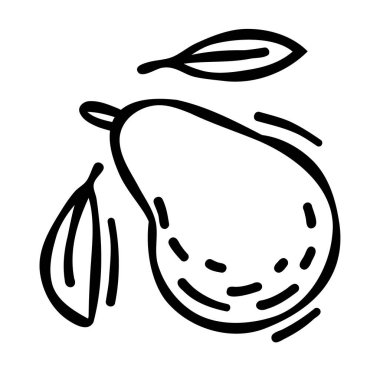 Armut çizimi beyaz arkaplanda izole edilmiş, kalemle çizilmiş. Rezervasyon sayfasını boyamak için küçük resim. Vega meyvesinin vektör illüstrasyonu