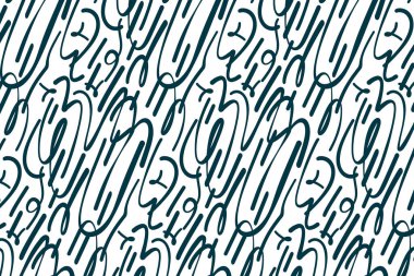 Eğlenceli mavi çizgiler beyaz arka planda kusursuz desen çizer. Çocuklar için yaratıcı sanat tarzı arka plan ya da temel şekilli moda tasarımı. Basit çocuksu karalama arkaplanı.