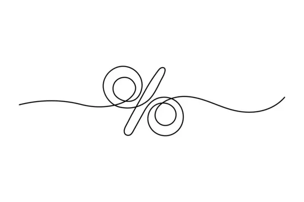 Dessin Continu Une Ligne Pourcentage Sur Fond Blanc Illustration Minimaliste — Image vectorielle