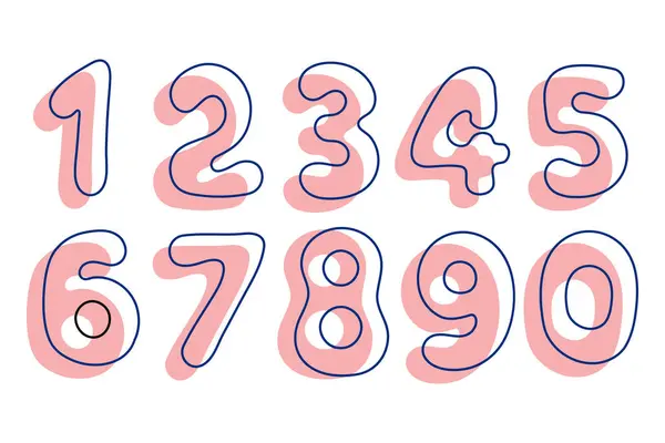 Ensemble Numéros Ligne Sur Fond Bleu Des Numéros Tridimensionnels Mathématiques — Image vectorielle