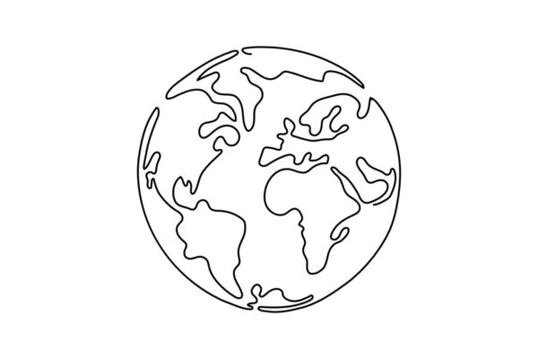 Непрерывное рисование земной векторной линии земной шар Векторная иллюстрация мира.