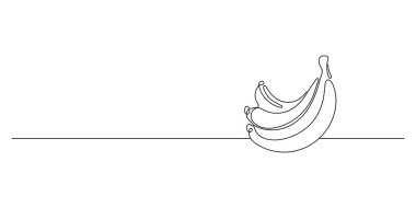 Beyaz arka planda aralıksız çizgili muz meyvesi. Minimalist siyah çizgi karalaması. Vektör çizimi. Tasarımınız için şablon.