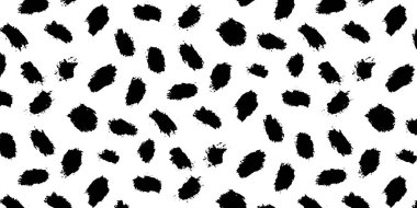 Kusursuz modern fırça lekesi deseni. Kirli mürekkep kuru fırça hattı arka planı. Siyah ve beyaz sanatsal model. Baskı ve ambalaj kâğıdı için harika. Tasarım için vektör deseni