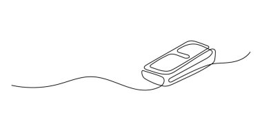 Beyaz arka planda siluet içinde GR 'ları olan tek bir hat halinde ödeme terminali çiziliyor. Doğrusal biçimlendirilmiş.