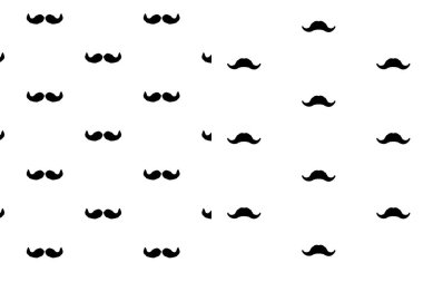 Beyaz arka planda bıyık deseni, berber parmak izi vektör grafikleri. Erkek bıyığı ambalaj izi. Eski baskı