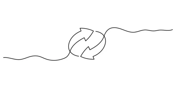 Devamlı çizgi tasarımı ve daireler çizen oklar. Beyaz arkaplana çizilmiş tek çizgi dekoratif elementler. İşlemin minimalist grafikleri