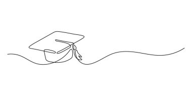 Mezuniyet şapkası çizimleri devam ediyor. Devamlı çizgi tarzı. Öğrenci. Ders çalışmak bir tatildir.