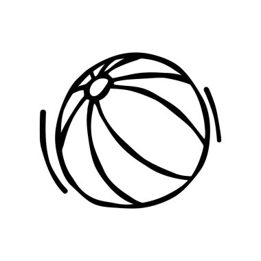 Plaj topu karalama ikonu. Yaz ve sahil eğlencesi için vektör illüstrasyonu