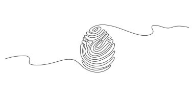 Parmak izi çizimi, insan parmak izi taraması. Biyometrik tarama sembolünün sürekli çizimi.