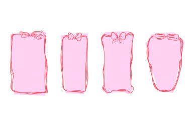 Beyaz arka planda fiyonklu klasik el yapımı çerçeve. Dekoratif etiketler, davetiyeler ve marka unsurları için harika.