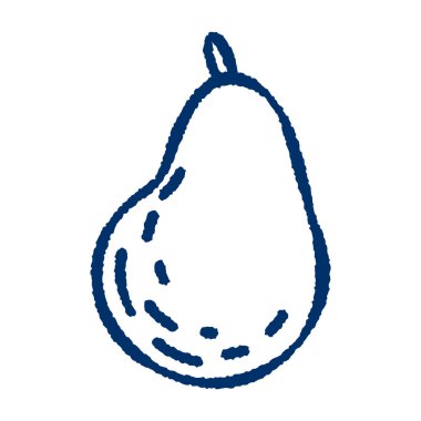 El yapımı armut karalaması. Çizgi film tarzında şirin bir meyve eskizi. Çıkartmalar, ambalajlar, mutfak dekorları, organik yaşam tarzı ve beslenme tasarımı için taze, sulu ve sağlıklı besin örnekleri.