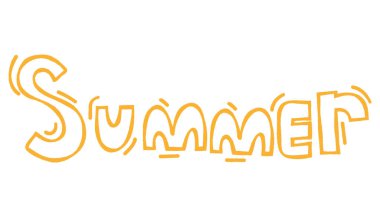 Yaz logosu dizaynı ve tipografi. Güneş, sahil, tatil, seyahat ve retro stili içeren vektör metin illüstrasyonu. Posterler, afişler, etiketler, tebrik kartları için mükemmel.