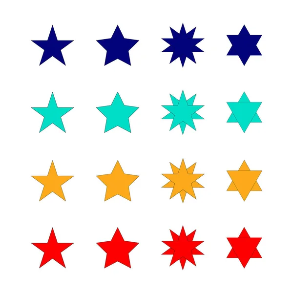 Sternvektorsymbol Setzen Set Von Sternsymbolen Isoliert Auf Weißem Hintergrund Und — Stockvektor