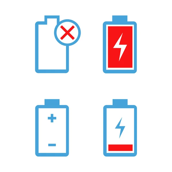 Batteriegefüllte Icons Sammlung Von Ladestandsanzeigen Für Batterien Gebührenindikator — Stockvektor