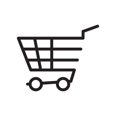 Alışveriş arabası ikonu. düz dizayn vektörü. Sembol dükkanı ve satış tabelası.