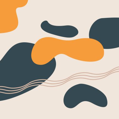 Minimalist soyut el çizimi arka plan. Boho şablon duvar dekoru. Kopyalama alanı olan el çizimi kapağı vektörü.