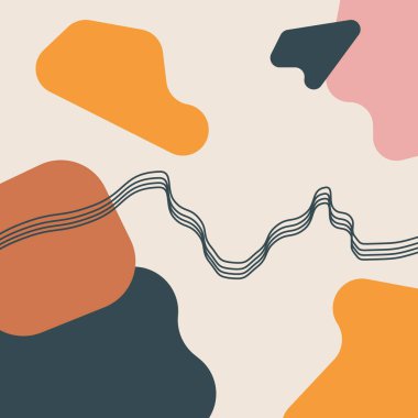 Minimalist soyut el çizimi arka plan. Boho şablon duvar dekoru. Kopyalama alanı olan el çizimi kapağı vektörü.