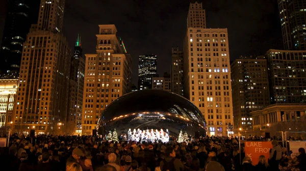 Chicago Illinois Estados Unidos Dic 2015 Escultura Gigante Forma Frijol — Foto de Stock
