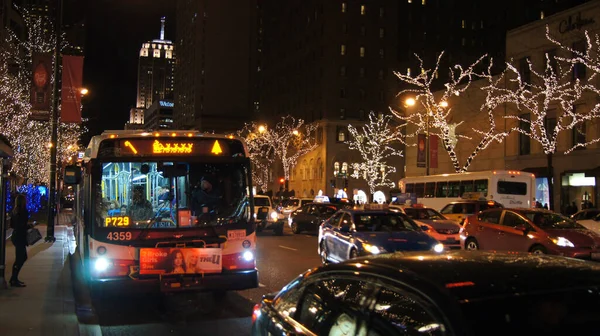 Chicago Illinois Egyesült Államok Dec 2015 Nyilvános Busz Karácsony Előtti — Stock Fotó