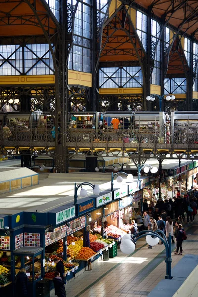 Budapest Ungarn März 2019 Innenansicht Der Großen Zentralen Markthalle Nagy — Stockfoto