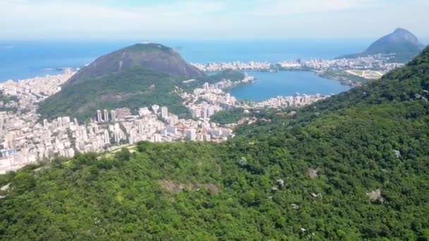 里约热内卢航空视图从多纳玛莎观望与克里斯蒂 科科瓦多 优质Fullhd影片 — 图库视频影像