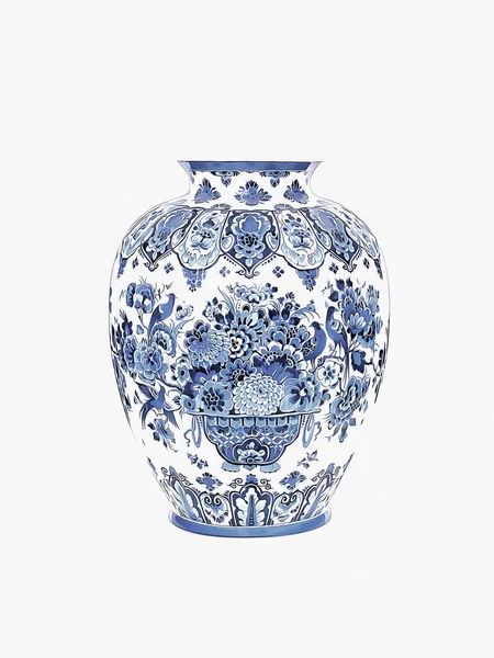 stock image Blue and white chinese porcelain vase on white background.