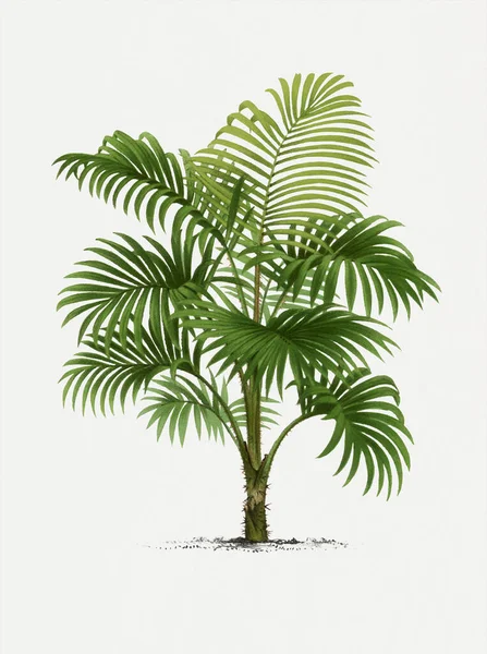 stock image Botanical palm tree illustration. Calamus. Tropical palm plant