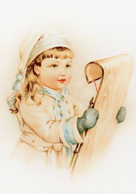 Yumuşak pastel renkte Viktorya dönemi kızı, masumiyet ve zarafetin ebedi tasviri..