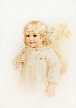 Yumuşak pastel renkte Viktorya dönemi kızı, masumiyet ve zarafetin ebedi tasviri..