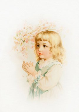 Yumuşak pastel renkte Viktorya dönemi kızı, masumiyet ve zarafetin ebedi tasviri..