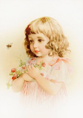 Yumuşak pastel renkte Viktorya dönemi kızı, masumiyet ve zarafetin ebedi tasviri..