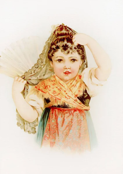 Yumuşak pastel renkte Viktorya dönemi kızı, masumiyet ve zarafetin ebedi tasviri..