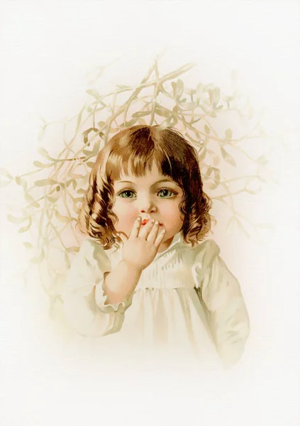 Viktoriansk Flicka Mjuka Pastell Nyanser Tidlös Skildring Oskuld Och Nåd — Stockfoto