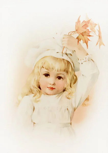 stock image Victorian girl in soft pastel hues, a timeless portrayal of innocence and grace.