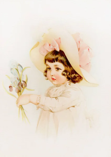 Victorian Girl Soft Pastel Hues Timeless Portrayal Innocence Grace — Stock Photo, Image