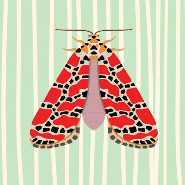 Canlı desenler ve parlak renklerle dolu Memphis 'ten esinlenilmiş bir arka planda renkli Kelebek. Geçmişe dönük modern bir dönüm noktası! Dijital Sanat