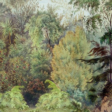 Renkli Orman. Dijital Sanat. Antika, canlı renkler ve egzotik titreşimler bu sanat eserini herhangi bir oda için eşsiz kılıyor..