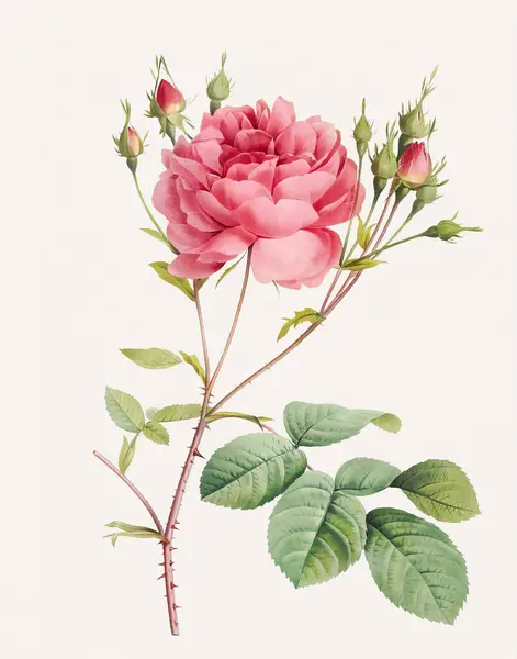 Прекрасна Ілюстрація Квітки Троянди Цифрова Ілюстрація Стилі Вінтажних Троянд Світло — стокове фото