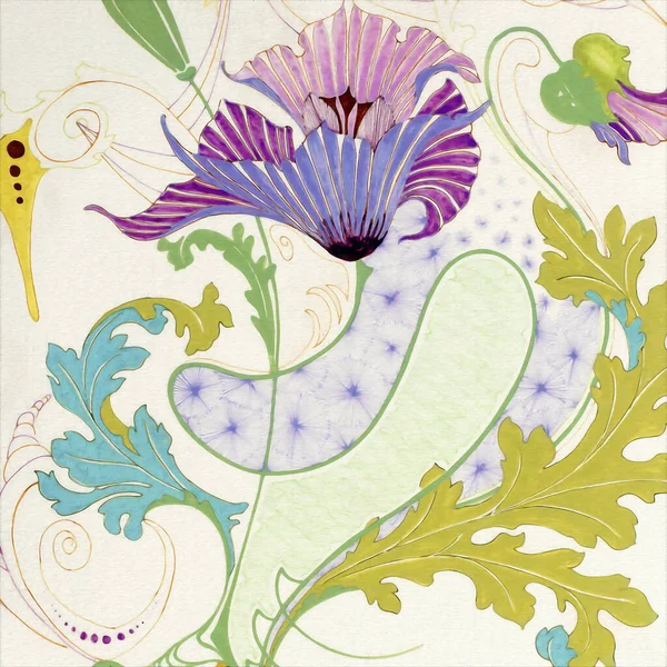 Digitální Květinový Akvarel Design Texturovaném Pozadí Ideální Pro Cool Kreativní — Stock fotografie